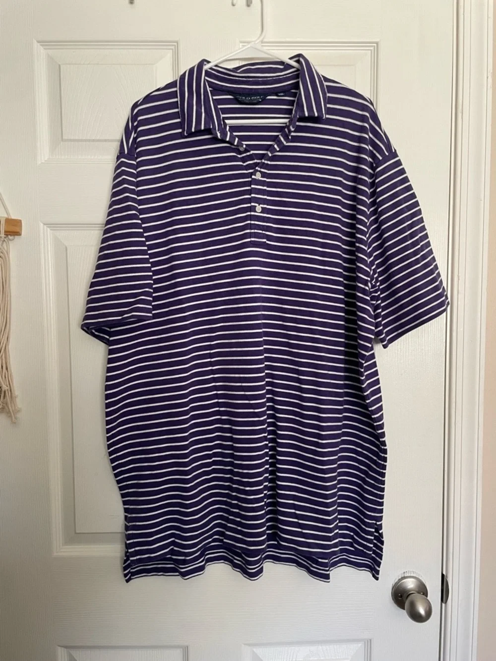 Polo Golf Ralph Lauren Mens XXL Striped Polo Shirt in Purple and White